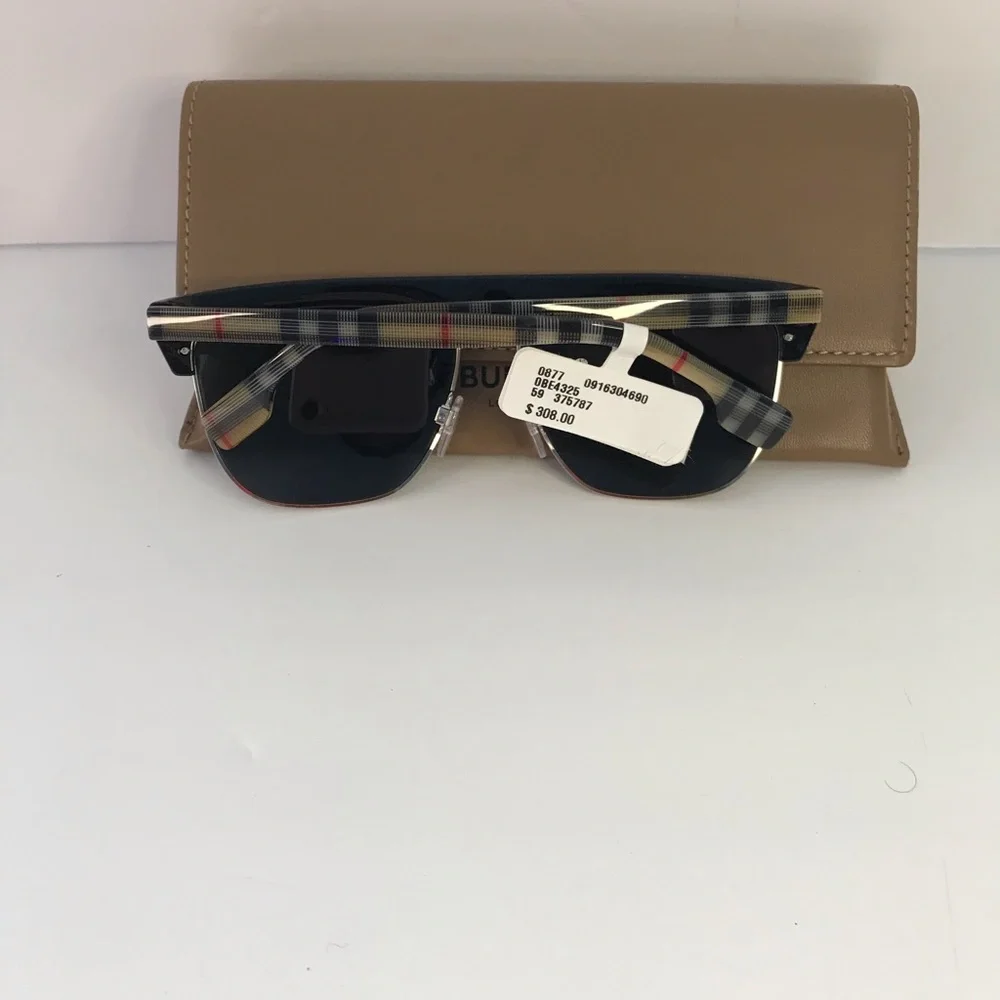 New Authentic Burberry William Grey Browline Men's Sunglasses BE4325 375787 59.